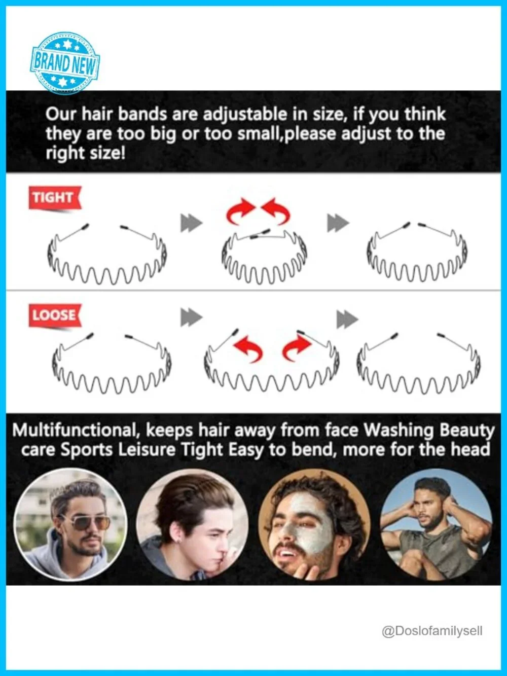 Metal Headband 6-Pack for Men Women Running Cycling Sports